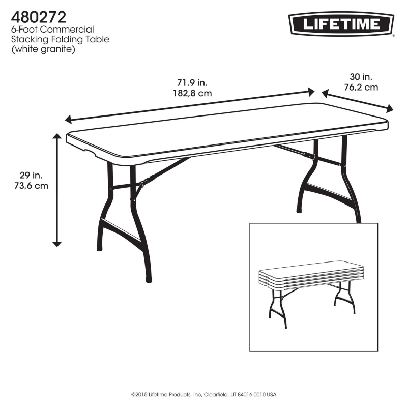 LIFETIME PRODUCTS 2940 Lifetime 24 X 48 White Granite Folding Table, 24  by 48
