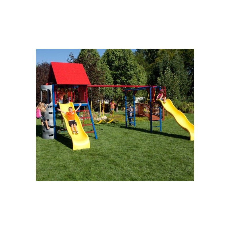 double slide deluxe primary colors swing set