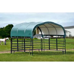 ShelterLogic-12x12 Corral Shelter Powder Coated 1-3/8" Steel Frame, 7.5 oz - Green (51523)