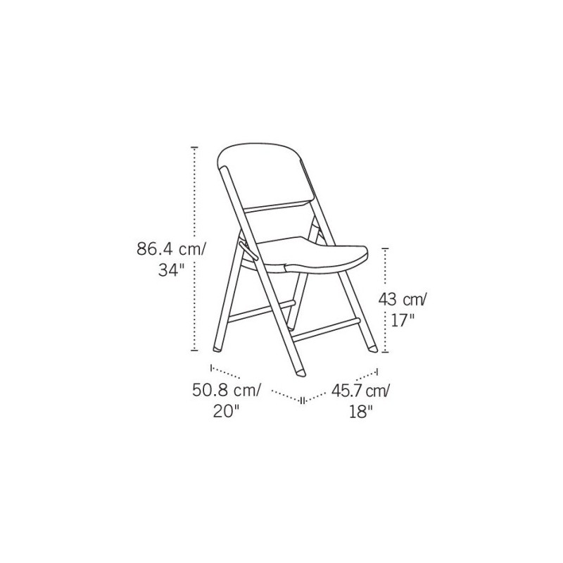 LIFETIME® Folding Chair, 350 lb Weight, Steel Frame, Gray Frame, HDPE Seat,  White Granite Seat, 17 in Seat Height, 16 in Seat Width, 17 in Seat Depth,  5.9 in L x 19