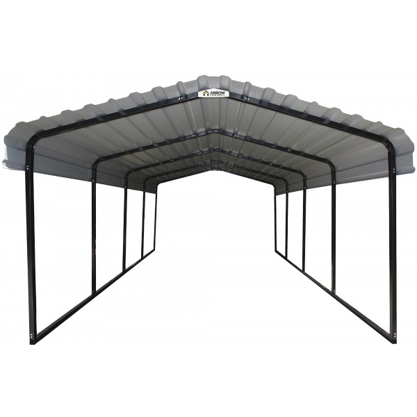 Arrow 12x24x7 Steel Carport Kit Charcoal CPHC