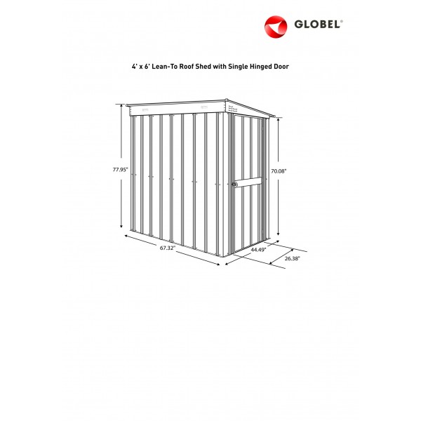 Globel 4x6 Lean-To Metal Storage Shed Kit (GL4000)