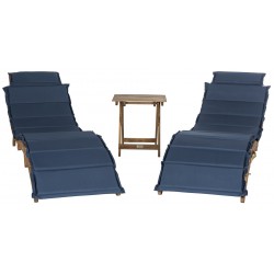 Safavieh Pacifica 3 Piece Lounge Set - Natural/Navy (PAT7020C)