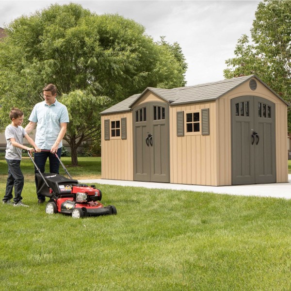 lifetime 15x8 outdoor storage shed kit w/ double doors