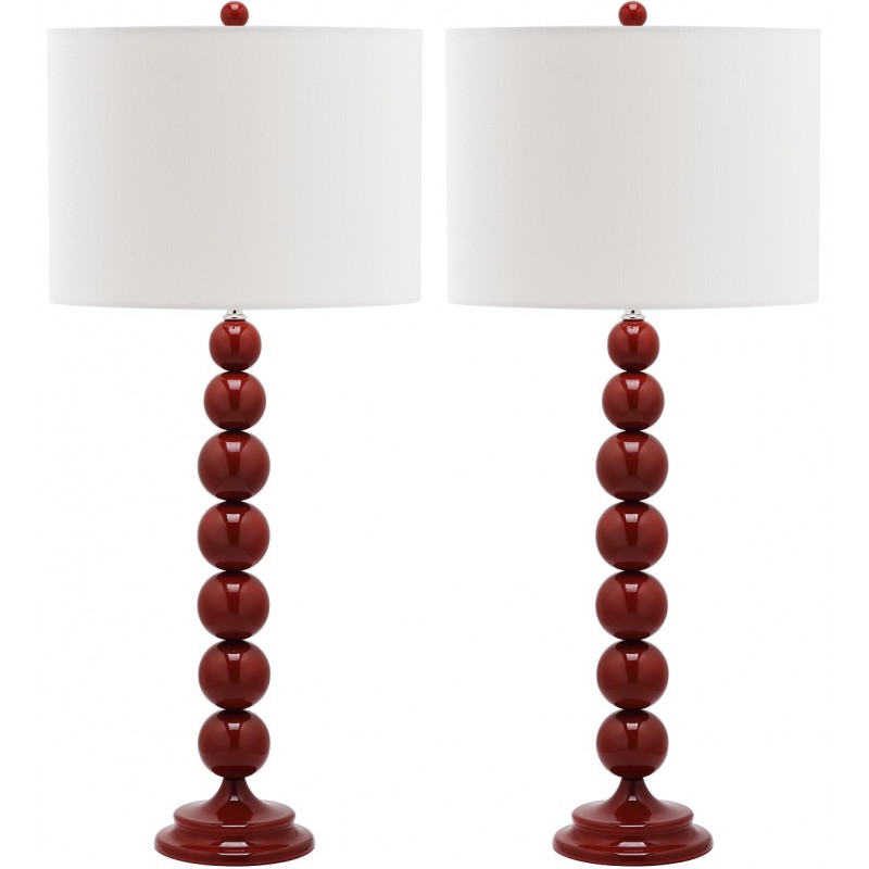 Safavieh Jenna Stacked Ball Lamp Set of 2 Red/White (LIT4090E-SET2)