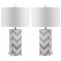 Safavieh Chevron 27-inch H Stripe Table Lamp Set of 2 - Grey/Off-White (LIT4136C-SET2)