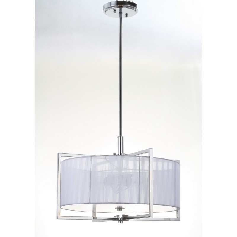 SAFAVIEH Lighting Debonair 2024 Adjustable 3-Light Chrome Drum Pendant