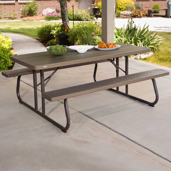 Lifetime 6-Foot Plastic Folding Picnic Table - Brown 