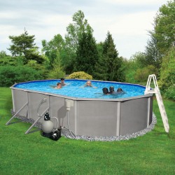 Blue Wave Barcelona 18' x 33' x 52" Oval Frame Pool Package (NB3766)