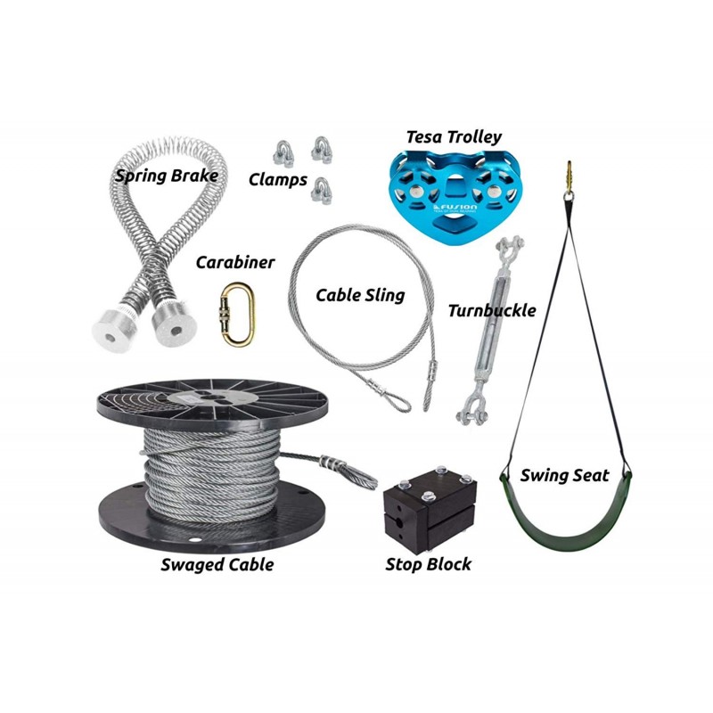 Zip Line Gear 50' Spring Stop Zip Line Kit (ZLPSSKit050)