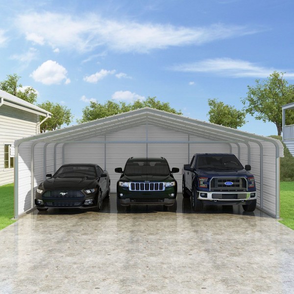 Versatube 3-Sided 24x20x7 Classic Steel Carport Kit (C3E324200070)