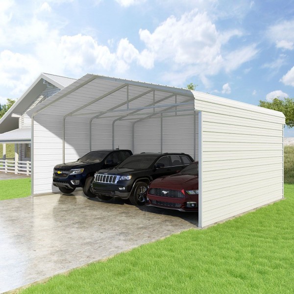 Versatube 3-Sided 24x20x10 Classic Steel Carport Kit (C3E324200100)