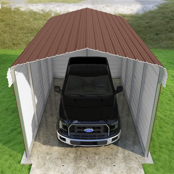 Versatube 3-Sided 12x20x10 Classic Steel Carport Kit (C3E012200100)