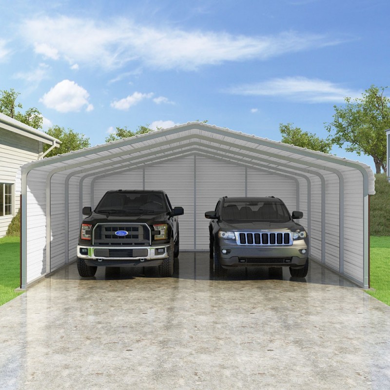 Versatube 3 Sided 24x20x10 Classic Steel Carport Kit C3e324200100