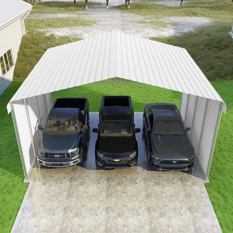 Versatube 3 Sided 24x20x10 Classic Steel Carport Kit C3e324200100