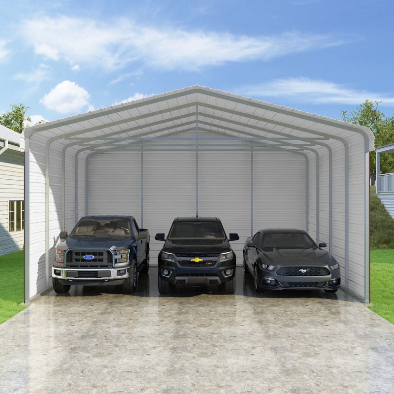 Versatube 3 Sided 24x20x10 Classic Steel Carport Kit C3e324200100