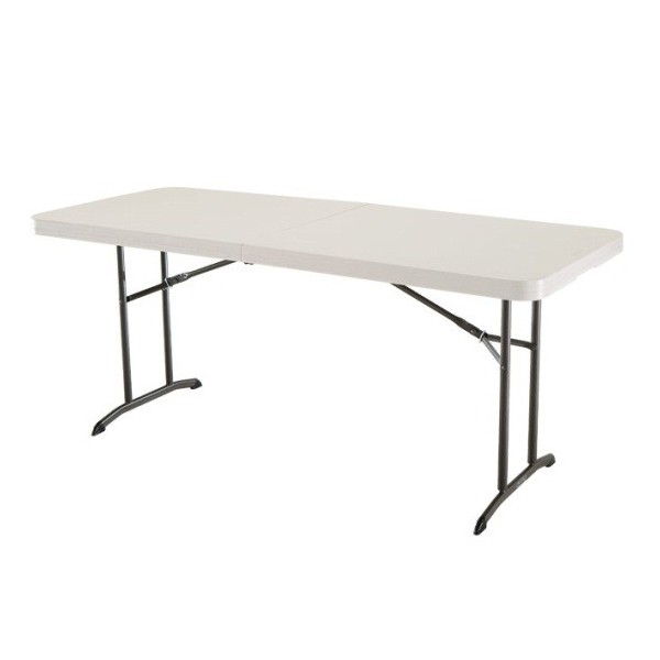 Lifetime 6 ft. Commercial Fold-In-Half Table with Handle (Almond) 80382
