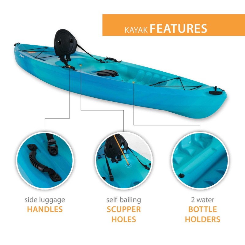Lifetime Tioga Sit-On-Top Kayak with Paddle, Lime, 120