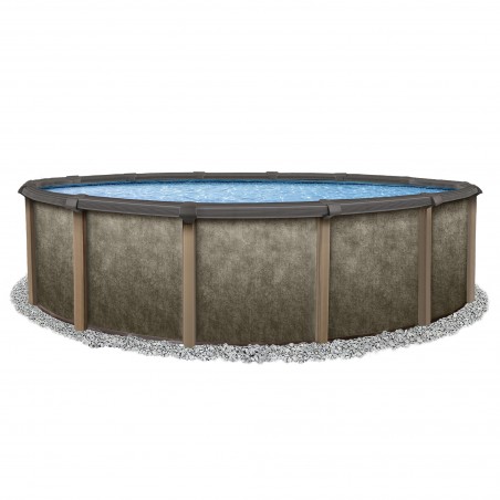 Blue Wave Riviera 27-ft Round 54-in Deep 8-in Top Rail Metal Wall Swimming Pool Package (NB3609)