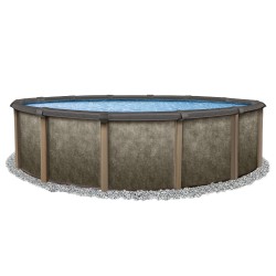 Blue Wave Riviera 24-ft Round 54-in Deep 8-in Top Rail Metal Wall Swimming Pool Package (NB3607)