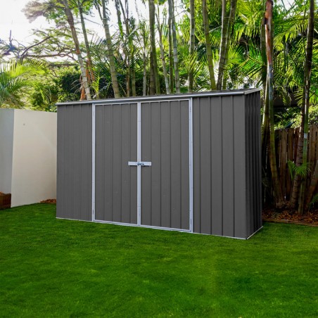 Absco 10' x 2.5' Double Door Space Saver Metal Garden Shed  - Woodland Gray (AB1109)