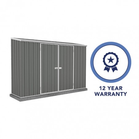 Absco 10' x 2.5' Double Door Space Saver Metal Garden Shed  - Woodland Gray (AB1109)