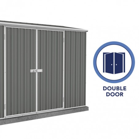 Absco 10' x 2.5' Double Door Space Saver Metal Garden Shed  - Woodland Gray (AB1109)