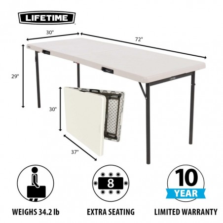 Lifetime Commercial 6-Foot Fold-In-Half Table - 2 Pk (80935)