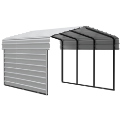 Arrow 1-Sided 10 x 15 x 17 Enclosure Galvanized Steel Carport Kit- Eggshell (CPH101507ECL1)