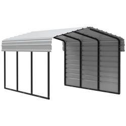 Arrow 1-Sided 10 x 15 x 17 Enclosure Galvanized Steel Carport Kit- Eggshell (CPH101507ECL1)