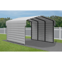 Arrow 2-Sided 10 x 15 x 17 Enclosure Galvanized Steel Carport Kit- Eggshell (CPH101507ECL2)