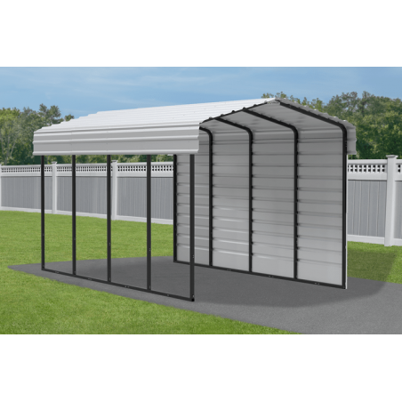 Arrow Carport with 1-sided Enclosure 10x20x09 - Eggshell (CPH102009ECL1)