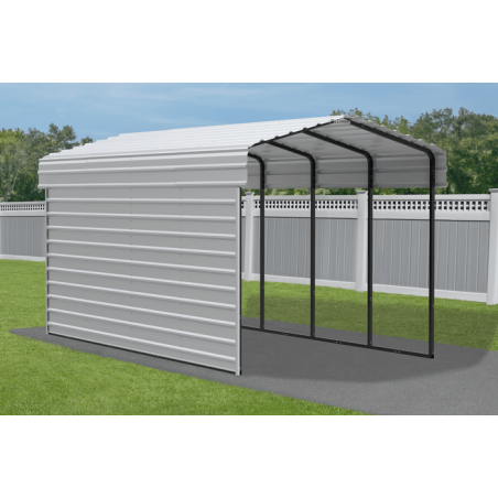 Arrow Carport with 1-sided Enclosure 10x20x09 - Eggshell (CPH102009ECL1)