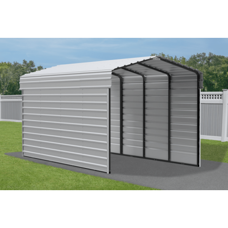 Arrow Carport with 2-sided Enclosure 10x20x09 - Eggshell (CPH102009ECL2)