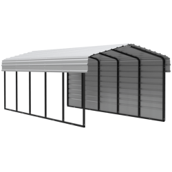 Arrow Carport with 1-sided enclosure 10X24X07- Eggshell (CPH102407ECL1)