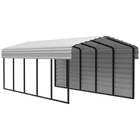 Arrow Carport with 1-sided enclosure 10X24X07- Eggshell (CPH102407ECL1)