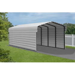 Arrow 2-sided 10x24x7 Enclosure Galvanized Steel Carport Kit - Eggshell (CPH102407ECL2)