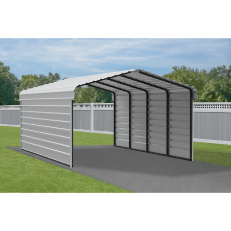 Arrow Carport with 2-Sided Enclosure 12x20x07 - Eggshell (CPH122007ECL)