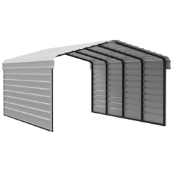 Arrow 2-Sided 12x20x7 Enclosure Galvanized Steel Carport Kit- Eggshell (CPH122007ECL2)