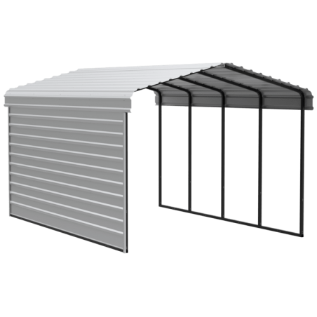 Arrow 1-Sided 12x20x9 Enclosure Galvanized Steel Carport Kit- Eggshell (CPH122009ECL1)