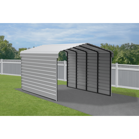 Arrow Carport with 2-Sided Enclosure 12x20x09 - Eggshell (CPH122009ECL2)