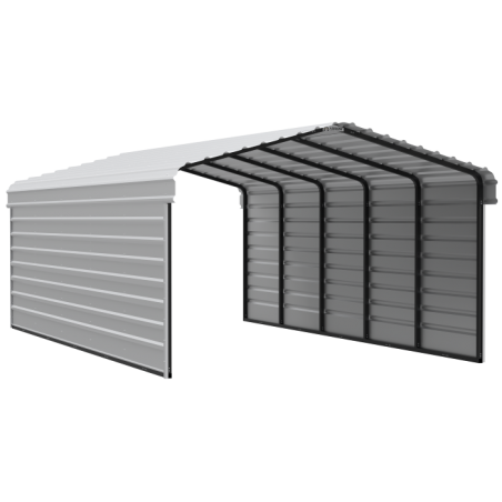 Arrow 2-Sided 12x24x7 Enclosure Galvanized Steel Carport Kit- Eggshell (CPH122407ECL2)