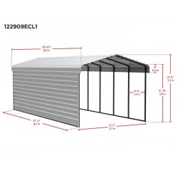 Arrow 1-Sided 12x29x9 Enclosure Galvanized Steel Carport Kit- Eggshell (CPH122909ECL1)