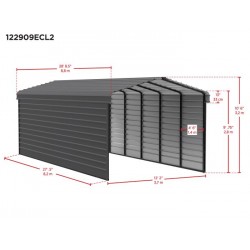 Arrow 2-Sided 12x29x9 Enclosure Galvanized Steel Carport Kit- Eggshell (CPH122909ECL2)