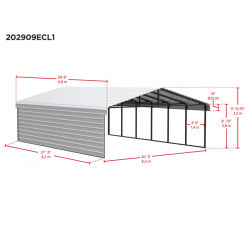 Arrow 1-Sided 20x29x9 Enclosure Galvanized Steel Carport Kit- Eggshell (CPH202909ECL1)