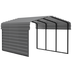 Arrow 1-Sided 10x15x7 Enclosure Galvanized Steel Carport Kit- Charcoal (CPHC101507ECL1)