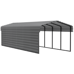 Arrow 1-sided 10x29x07 Enclosure Galvanized Steel Carport Kit-Charcoal (CPHC102907ECL1)