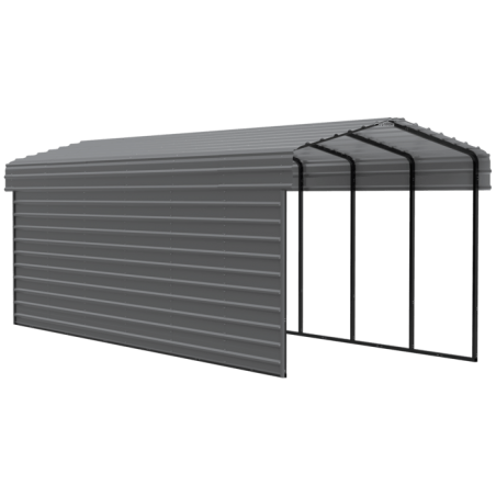 Arrow 1-sided 10x29x09 Enclosure Galvanized Steel Carport Kit Charcoal (CPHC102909ECL1)