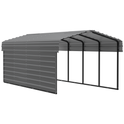 Arrow 1-Sided 10x20x7 Enclosure Galvanized Steel Carport Kit- Charcoal (CPHC102007ECL1)