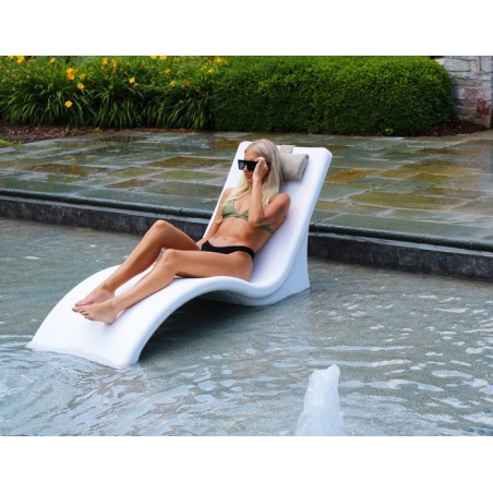 Global Pool Lounger Chairs with Side Tables - White (GPP-LFS-W)